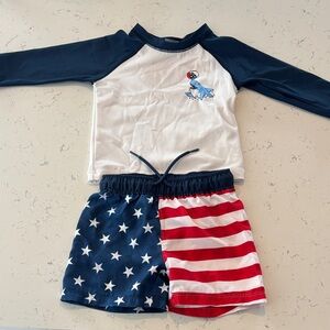 Old Navy Baby Rashguard with Red and Blue Shorts